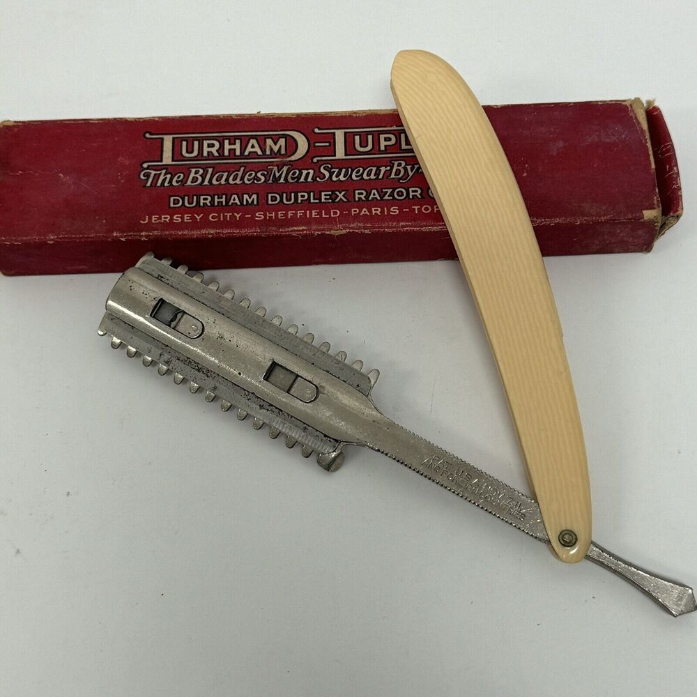 Vintage Durham‎ Duplex Straight Razor Comb Blade for Hair Beard with Box